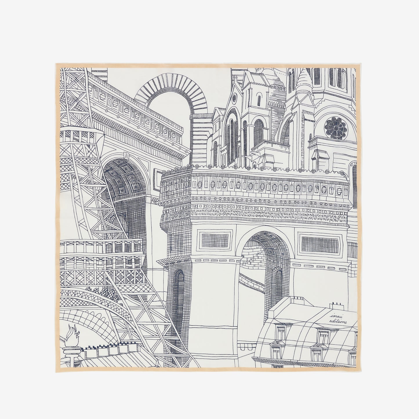 Foulard quadrato 100 - Paris - Beige