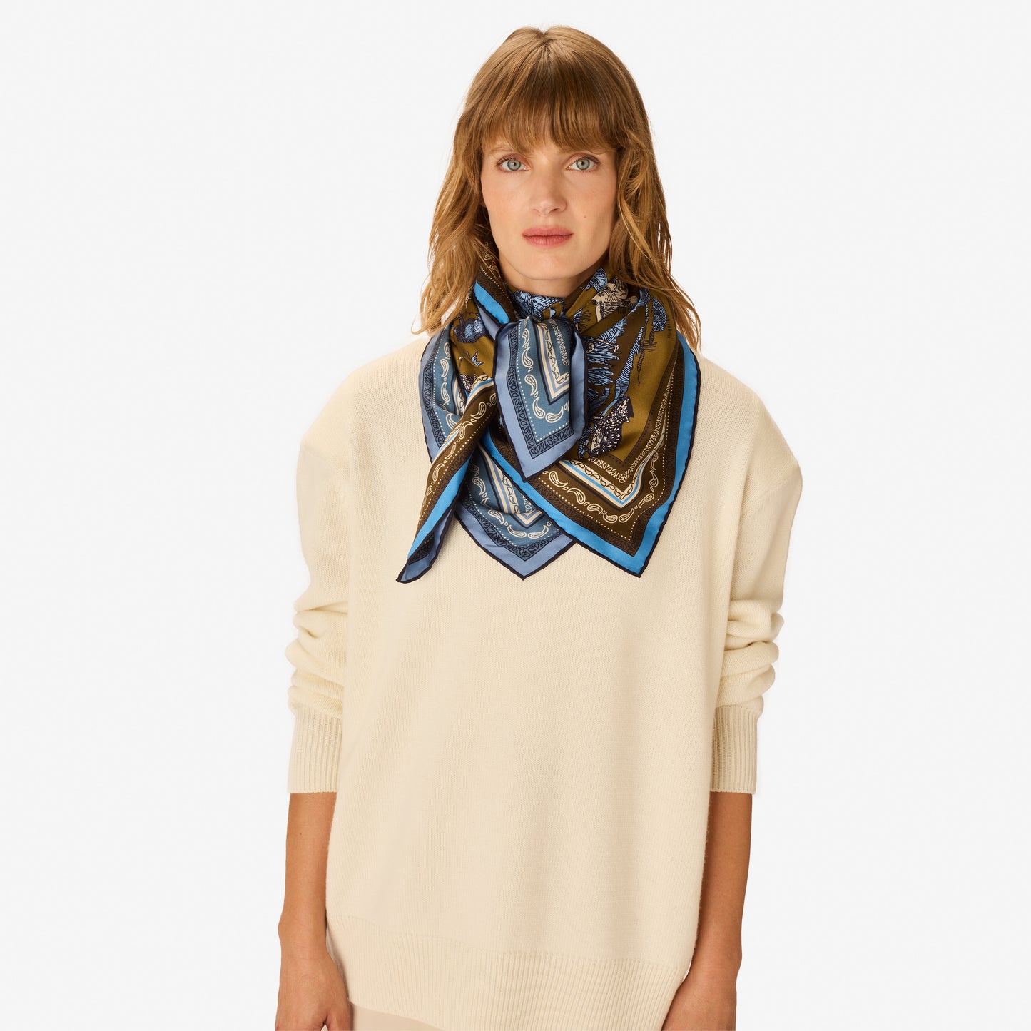 Square 100 - Reverie - Khaki & Blue