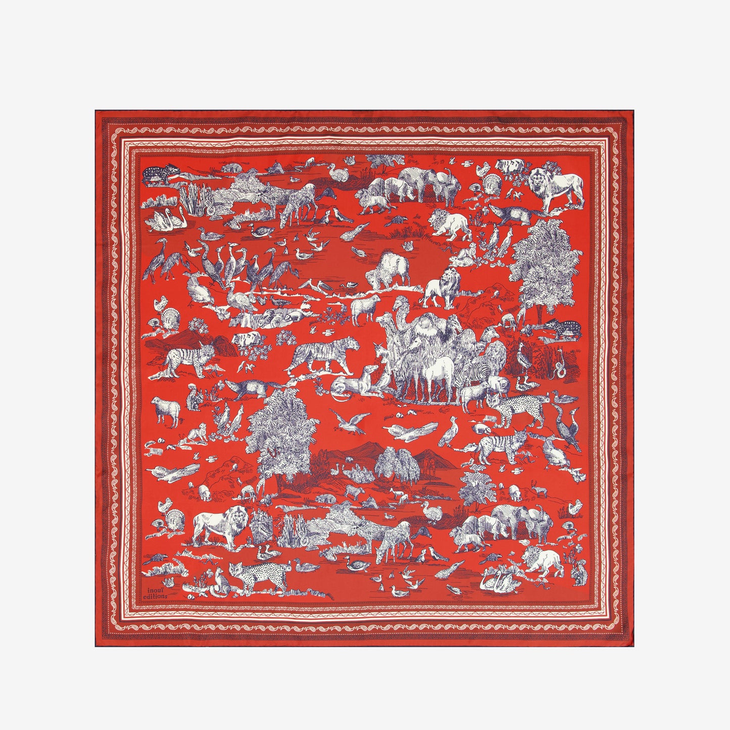 Square 100 - Reverie - Turquoise & Red