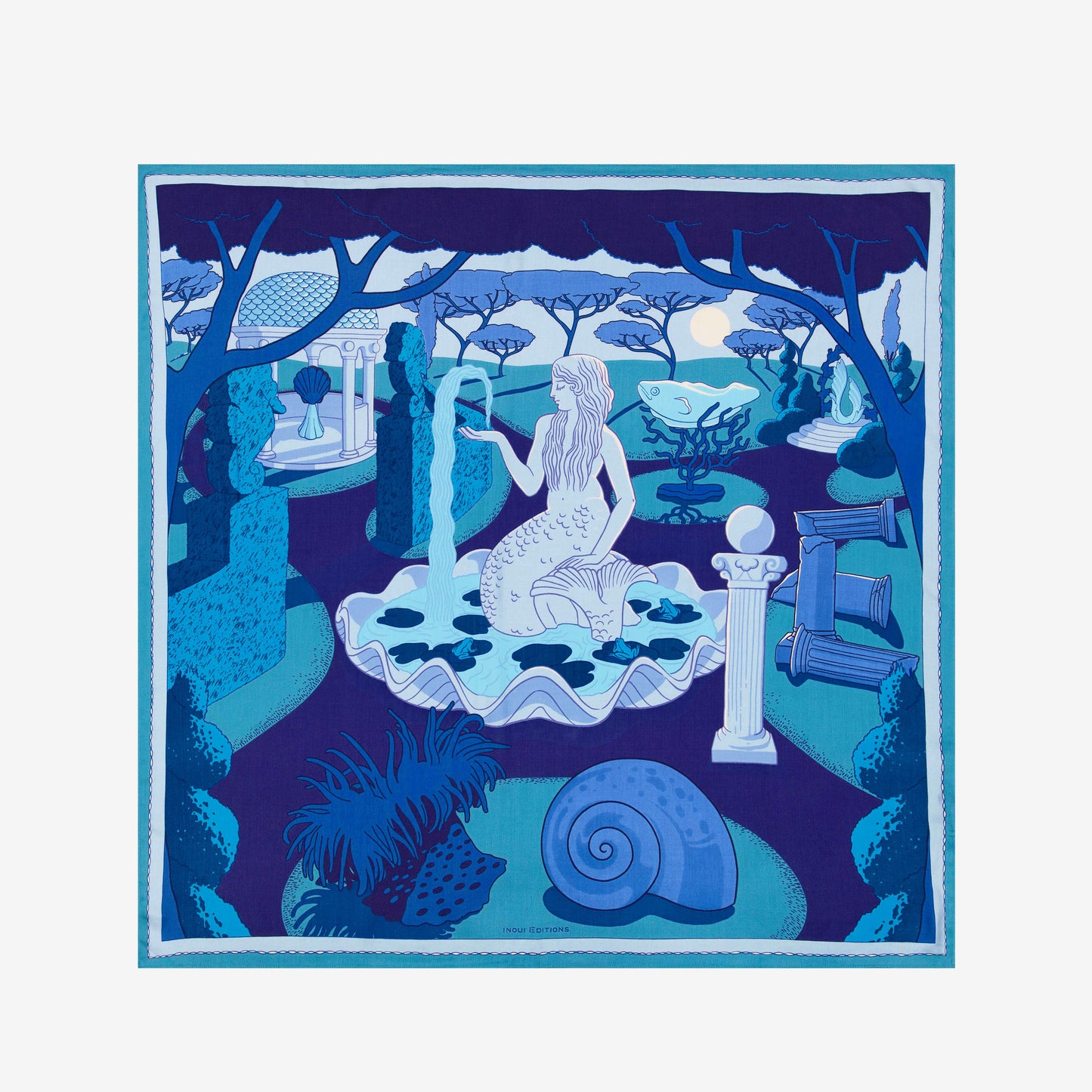 Quadratisches Tuch 100 - Jardin - Marineblau