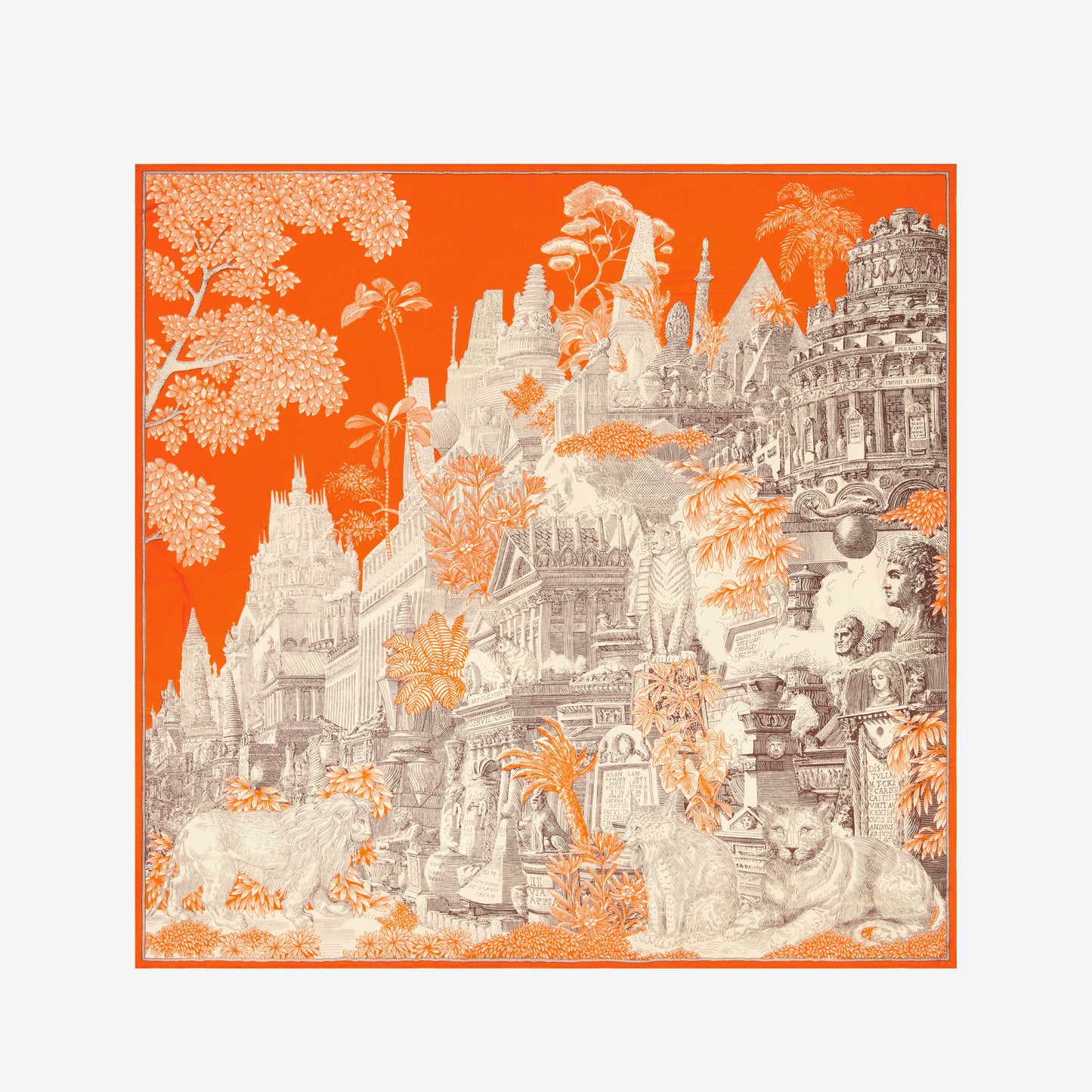 Quadratisches Tuch 130 - Piranesi - Orange