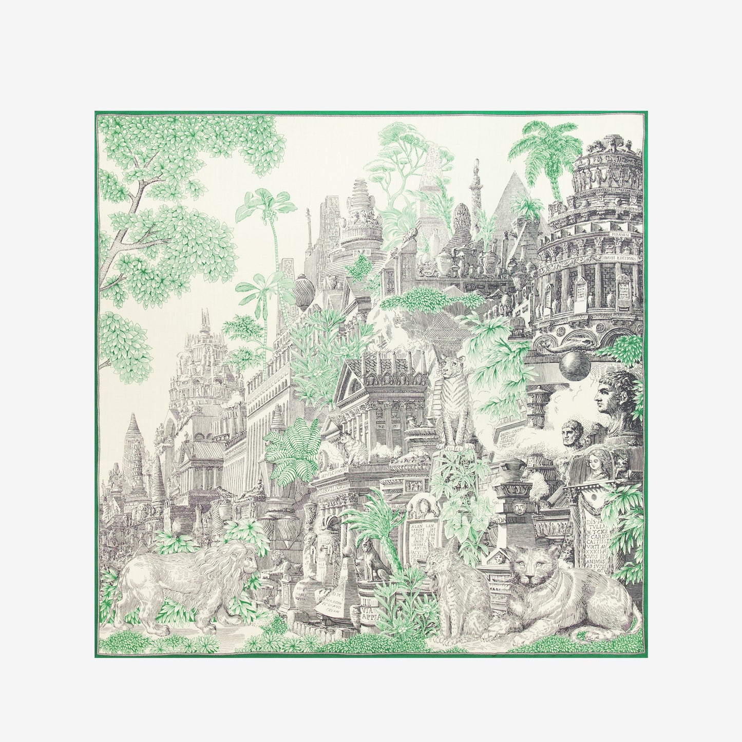 Quadratisches Tuch 130 - Piranesi - Grün