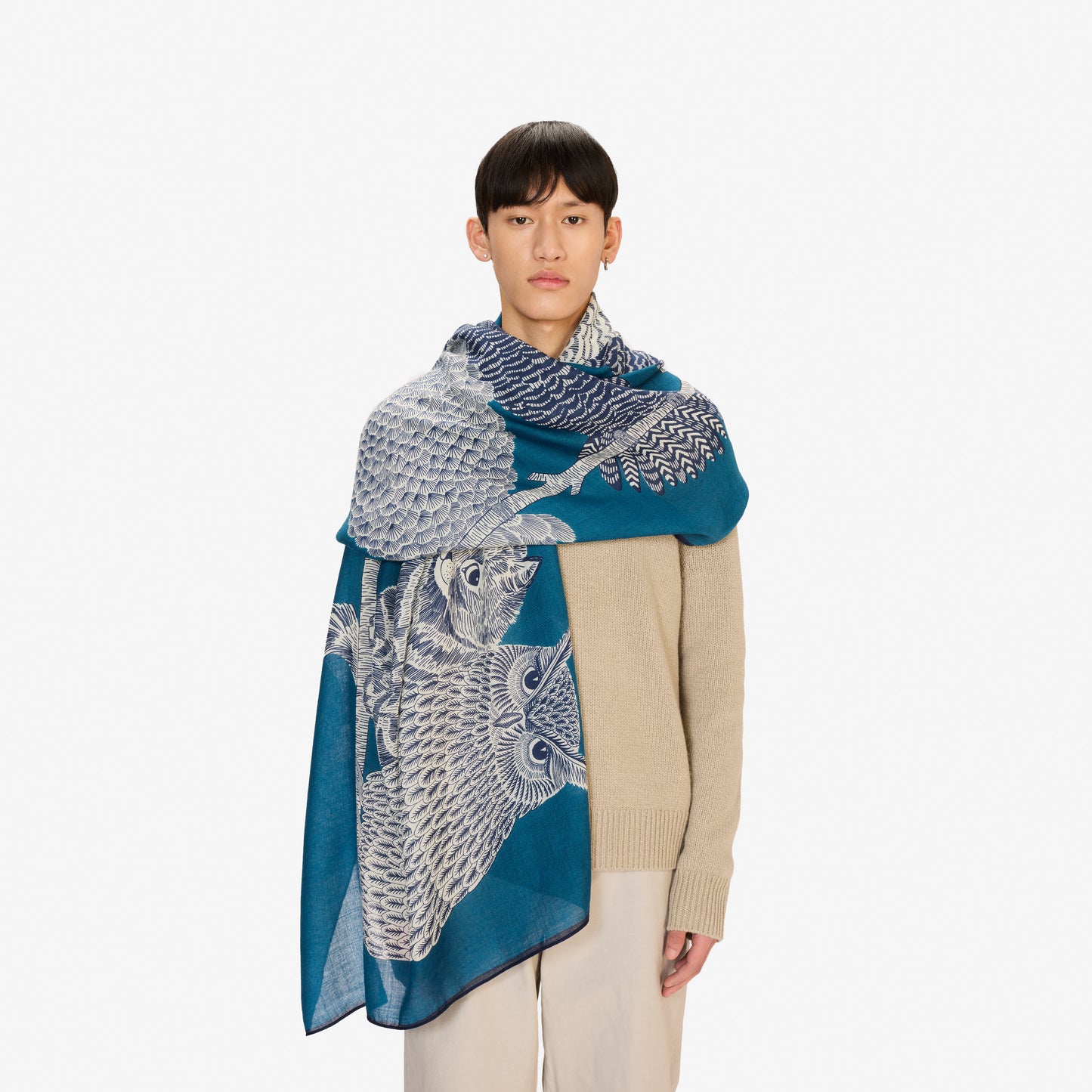 Scarf 80 - Chouette - Blue