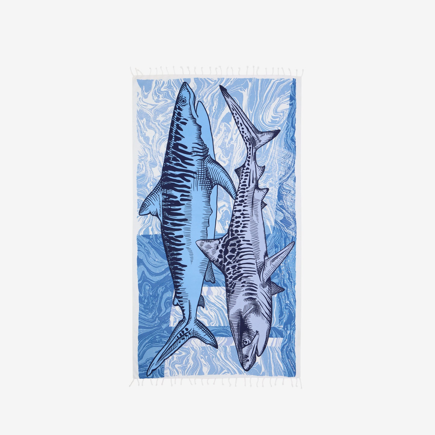 Fouta Handtuch 100 - Requins - Blau
