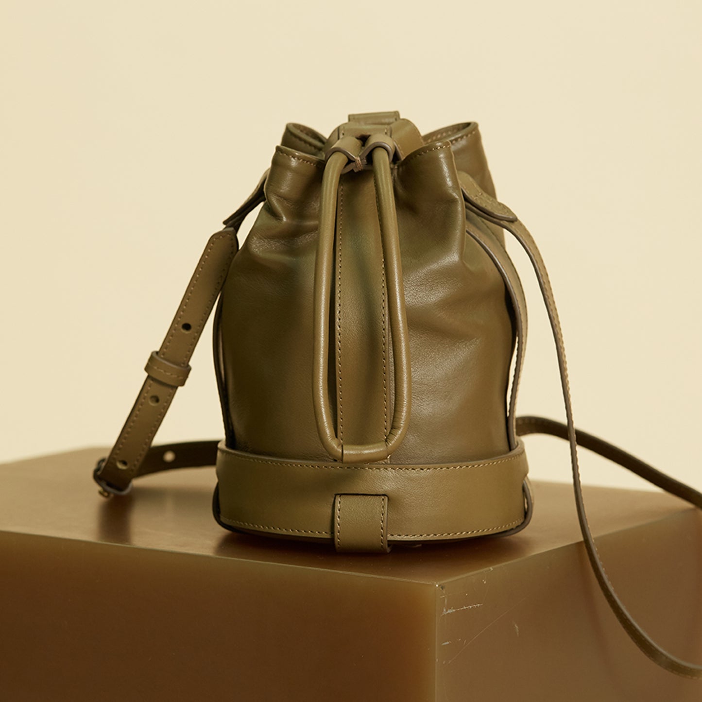 Bucket Bag - Cuir - Khaki