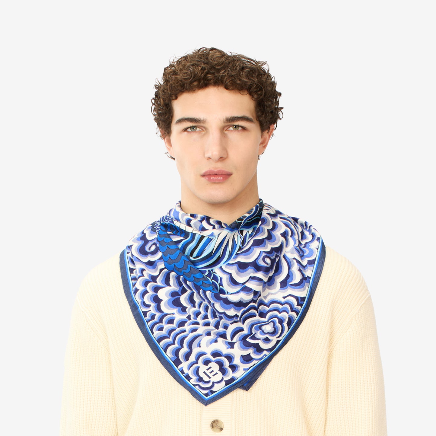 Quadratisches Tuch 100 - Dragon - Blau