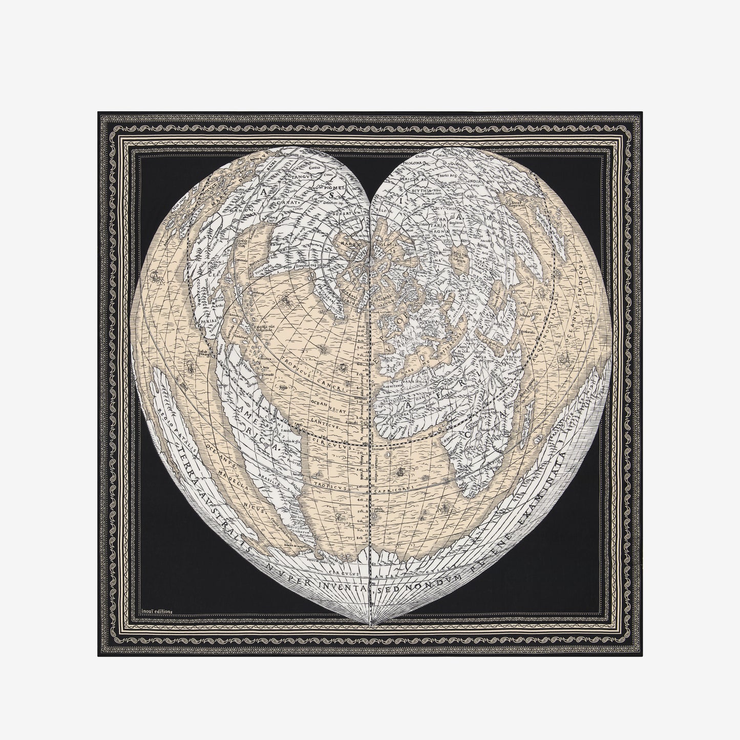 Foulard quadrato 130 - Mappemonde - Nero