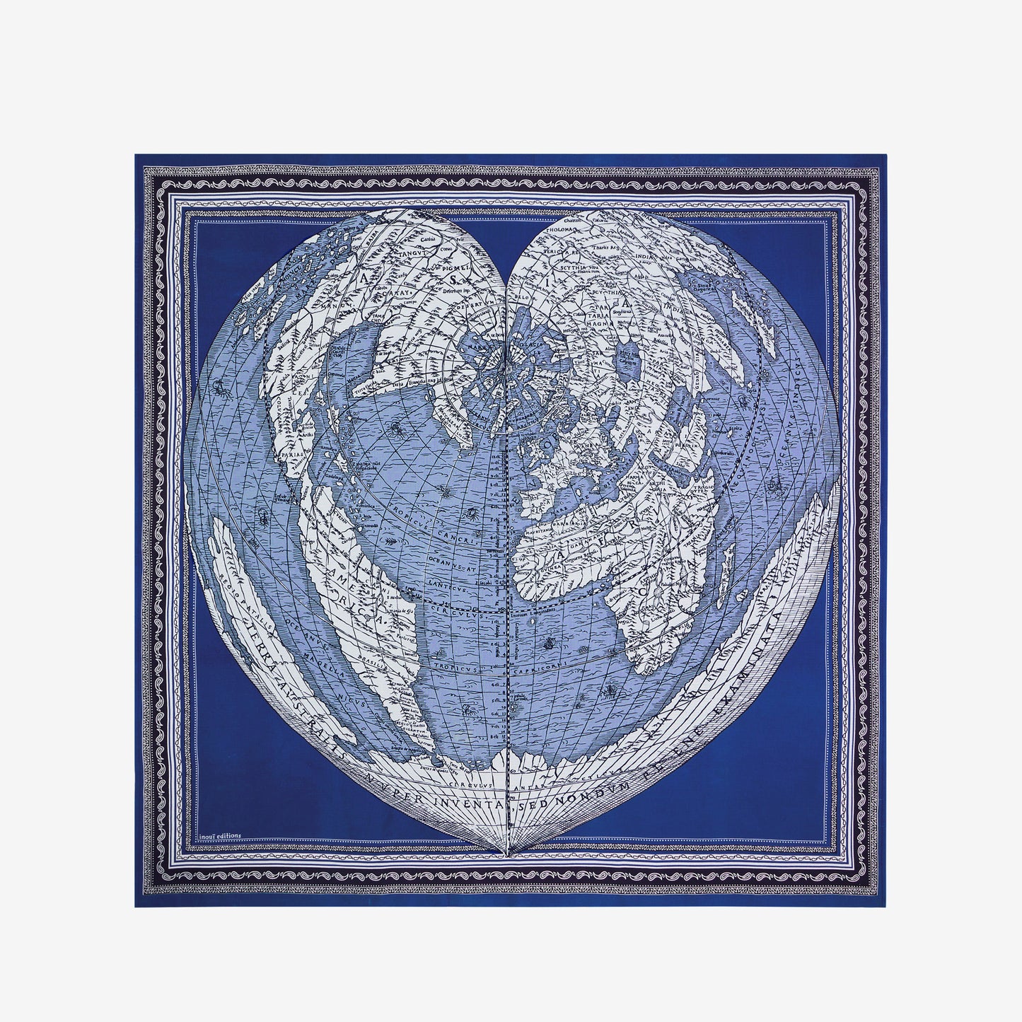 Foulard quadrato 130 - Mappemonde - Blu