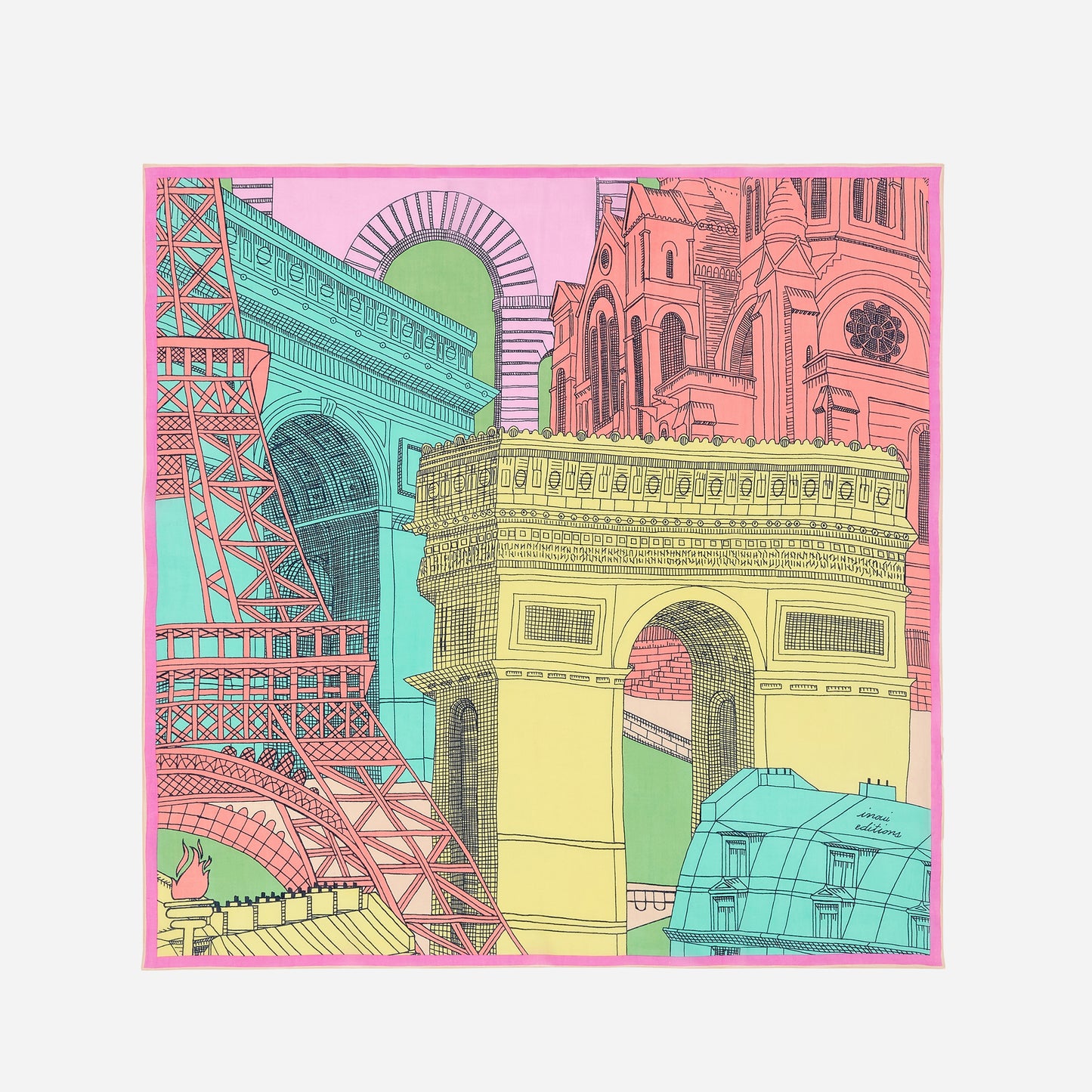 Foulard quadrato 100 - Paris - Pastello