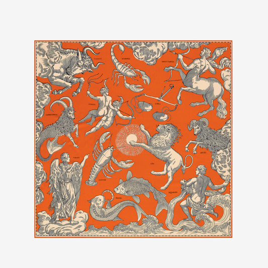 Quadratisches Tuch 130 - Astrologie - Orange
