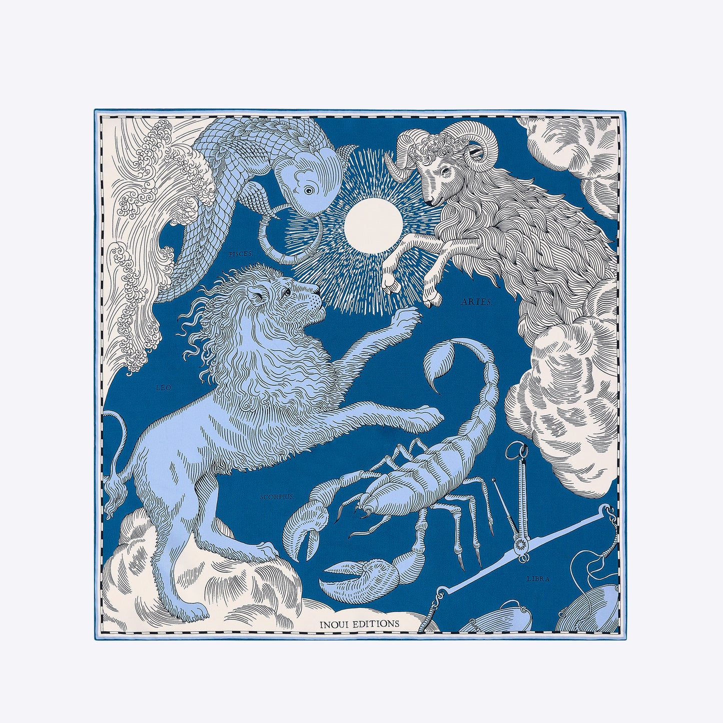 Quadratisches Tuch 65 - Astro Aries - Blau