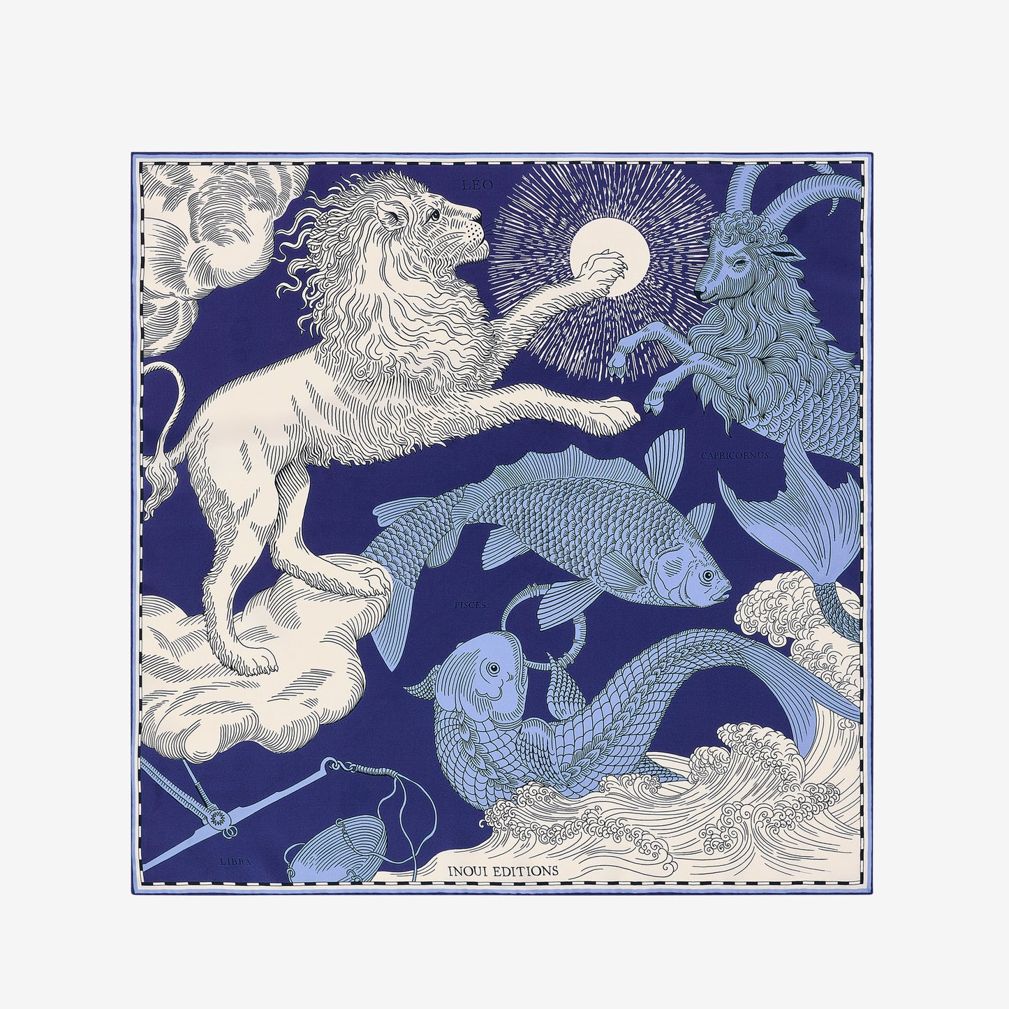 Quadratisches Tuch 65 - Astro Leo - Blau