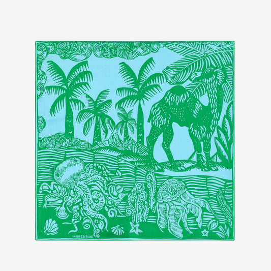 Square 65 - Dromadaire et Poulpe - Turquoise Blue