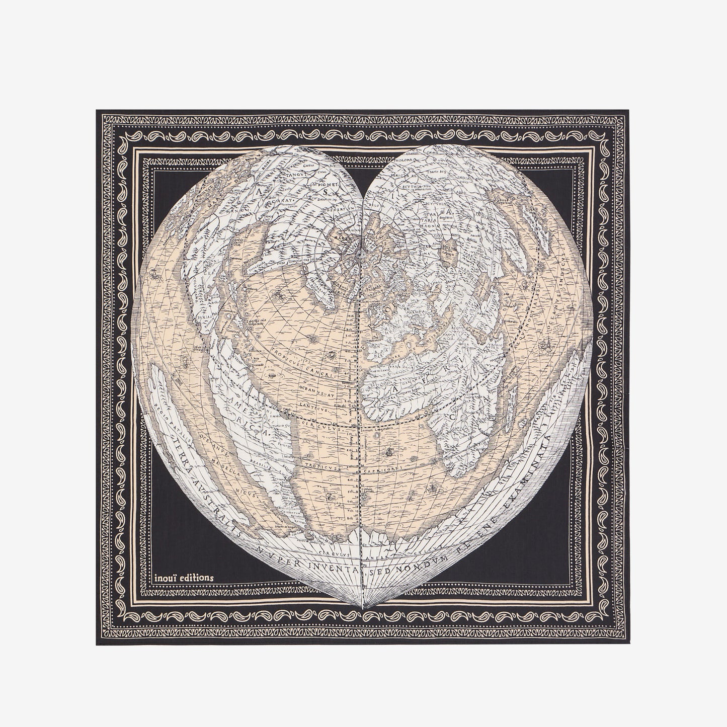 Foulard quadrato 65 - Mappemonde - Nero
