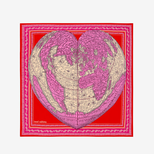 Quadratisches Tuch 65 - Mappemonde - Pink