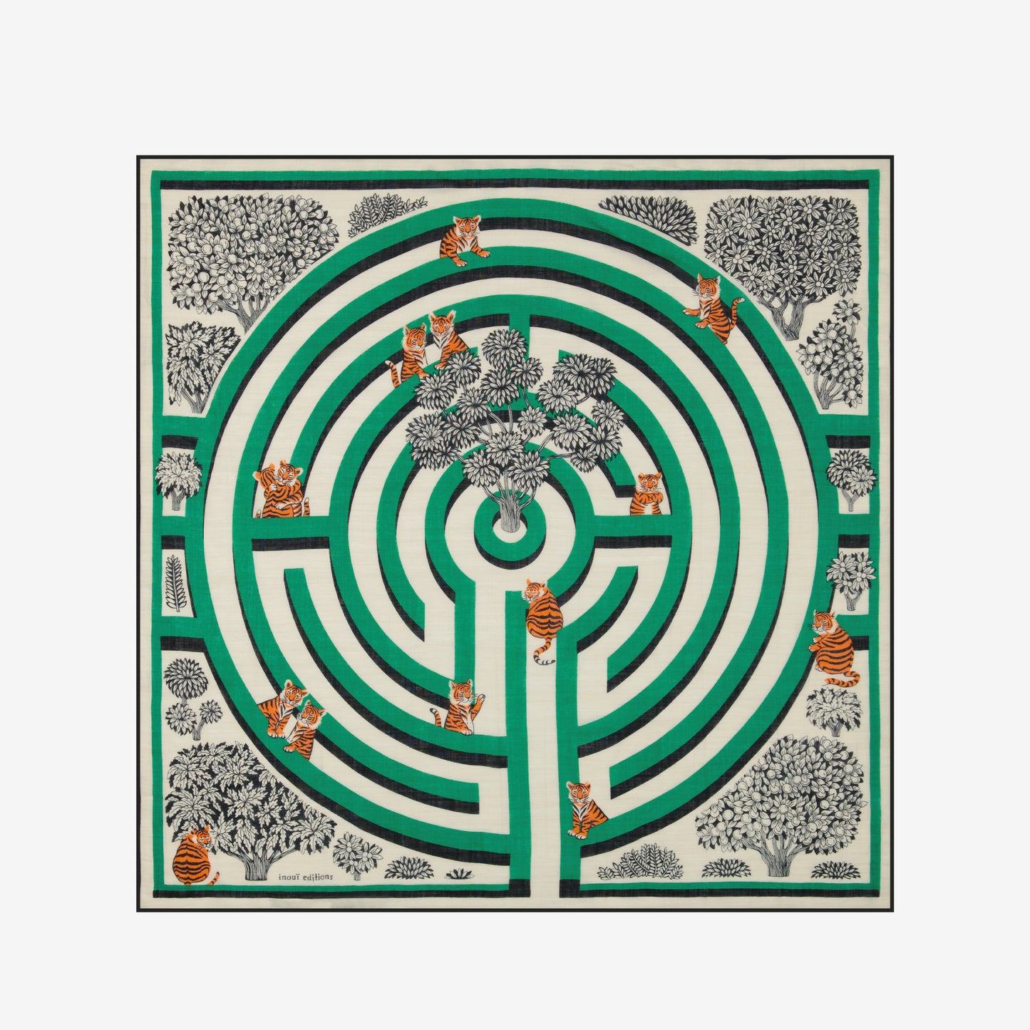 Foulard quadrato 100 - Labyrinthe - Verde