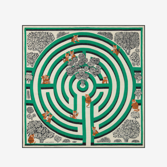 Quadratisches Tuch 100 - Labyrinthe - Grün