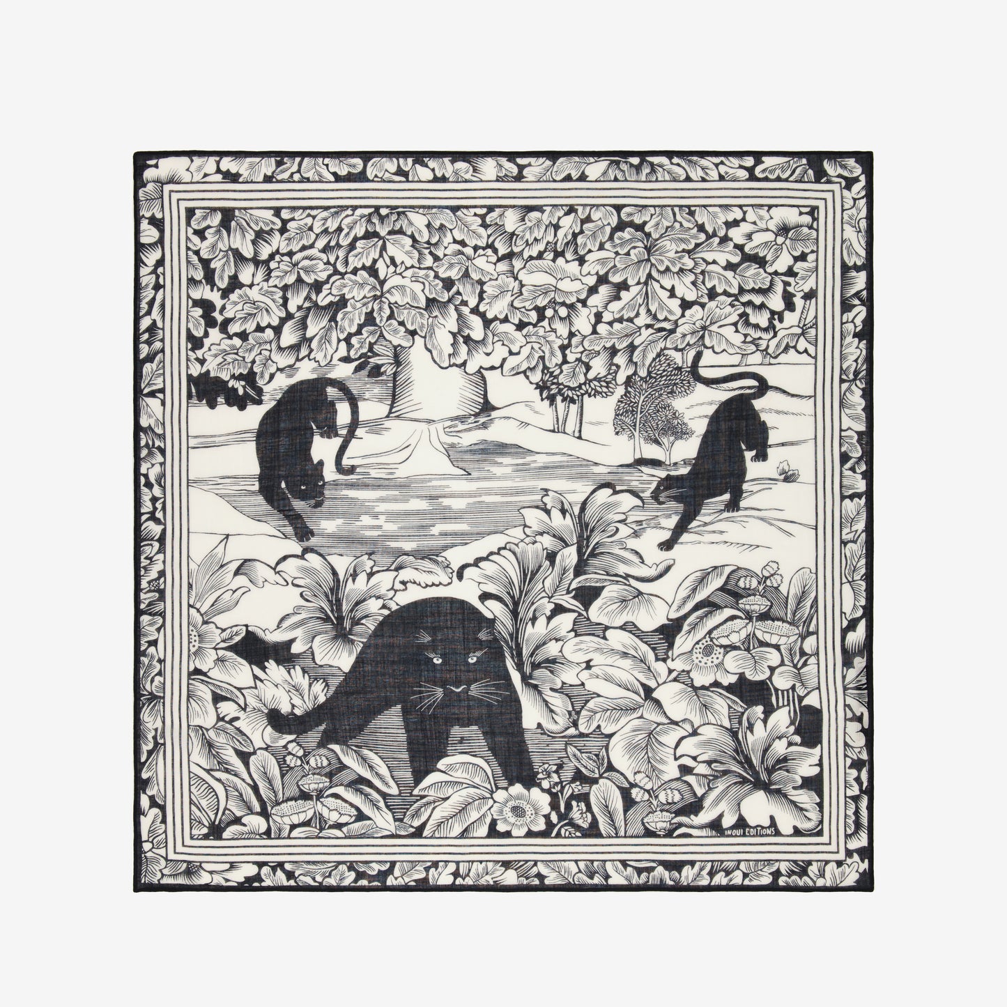 Foulard quadrato 100 - Panthere - Nero