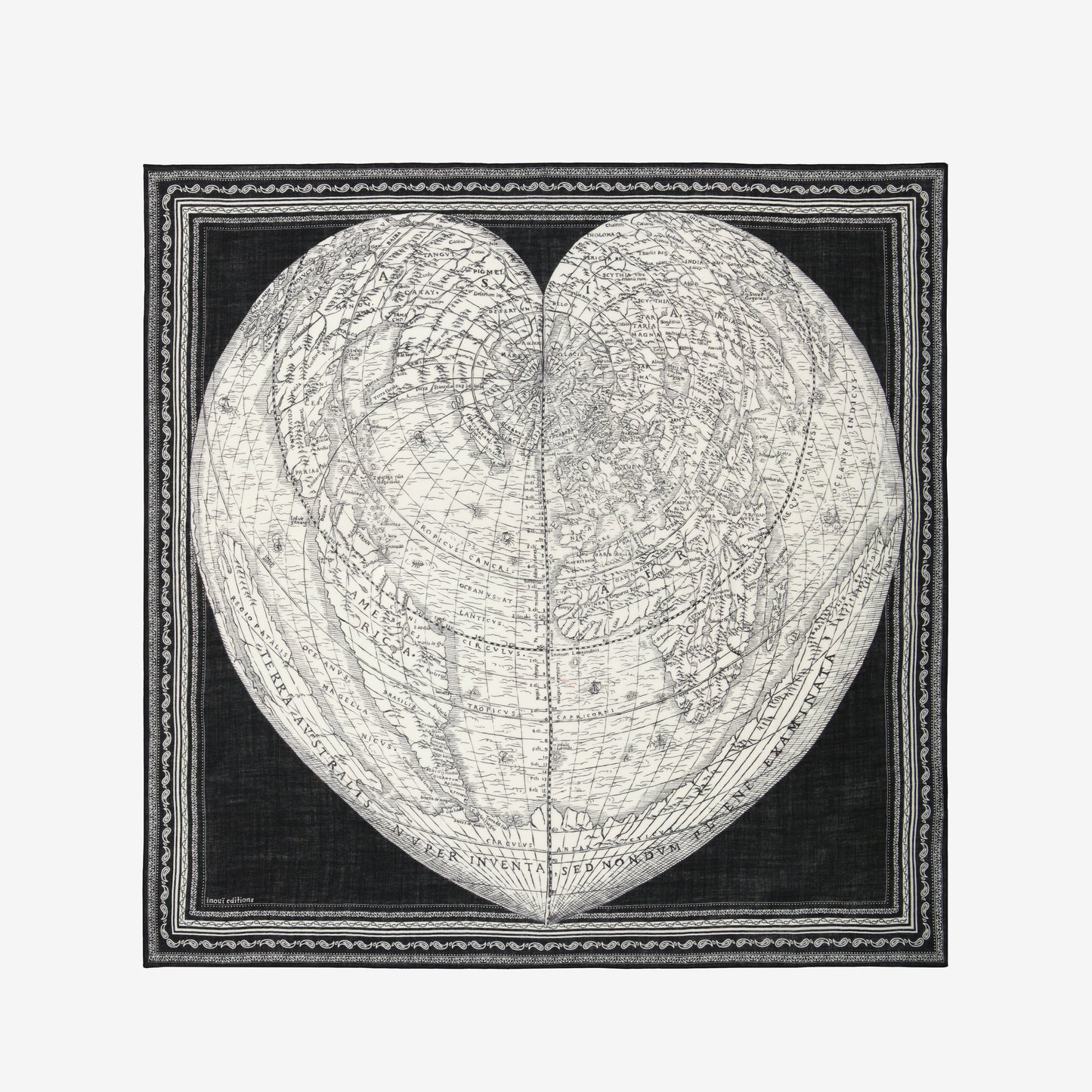 Foulard quadrato 130 - Mappemonde - Nero