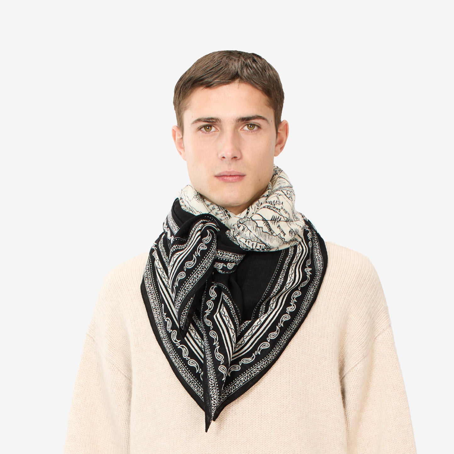 Foulard quadrato 130 - Mappemonde - Nero