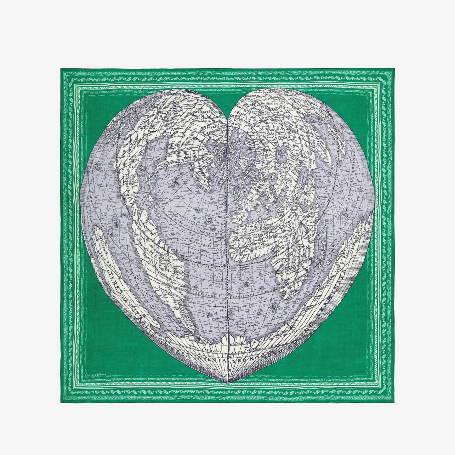 Quadratisches Tuch 130 - Mappemonde - Grün