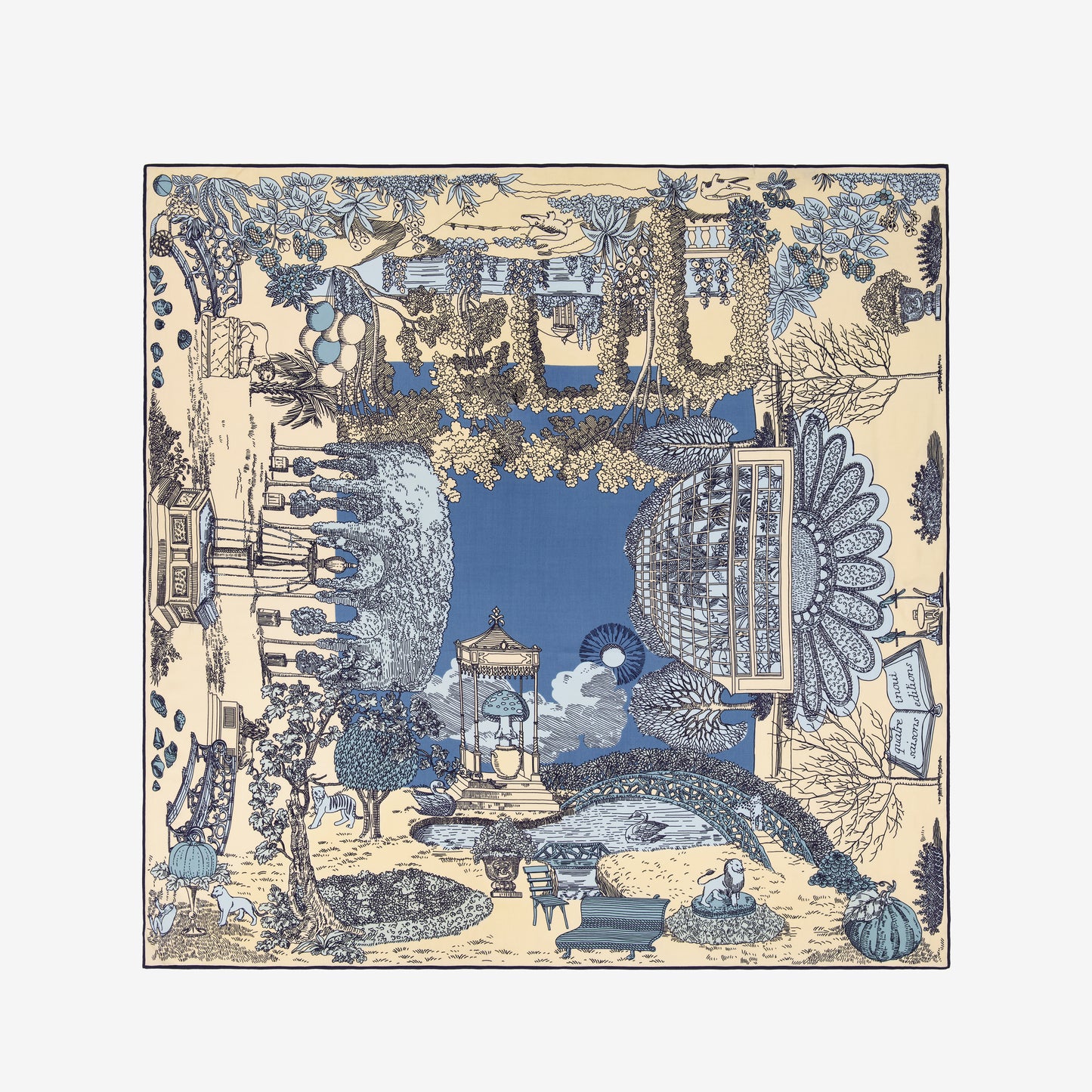 Foulard quadrato 130 - Quatre Saisons - Blu