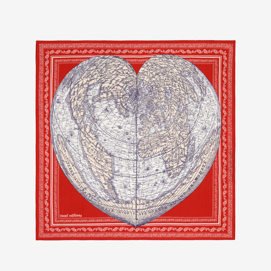 Quadratisches Tuch 65 - Mappemonde - Rot