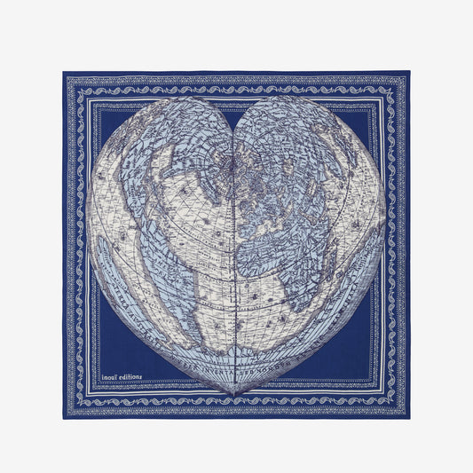 Quadratisches Tuch 65 - Mappemonde - Marineblau