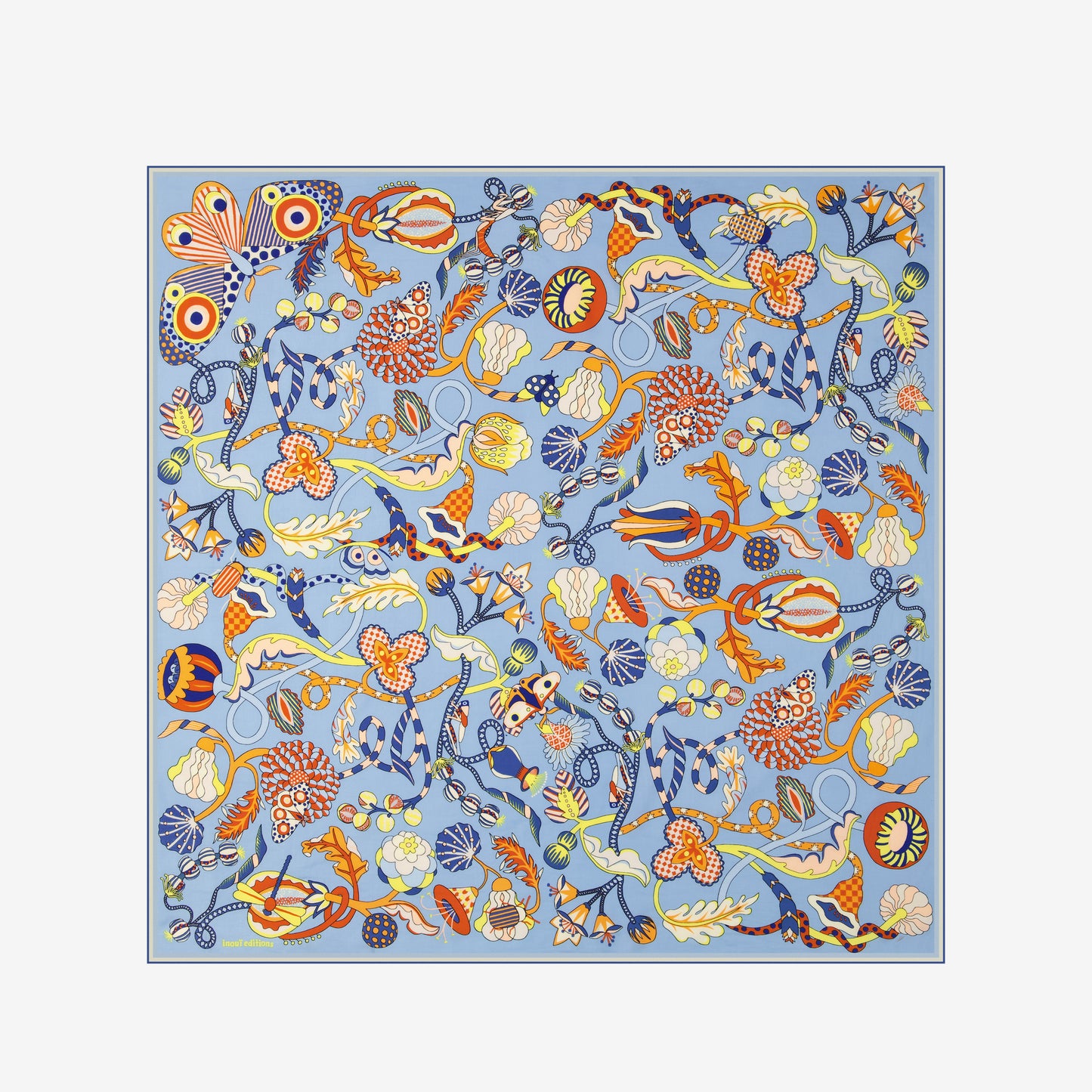 Foulard quadrato 100 - Botanique - Blu