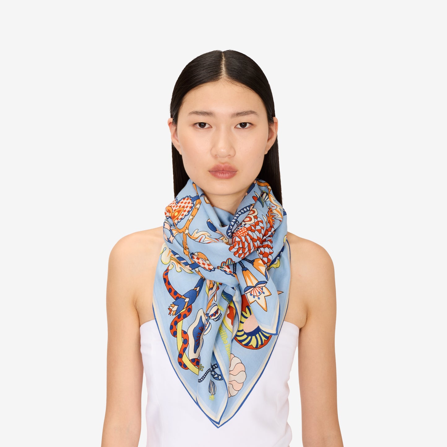 Foulard quadrato 100 - Botanique - Blu