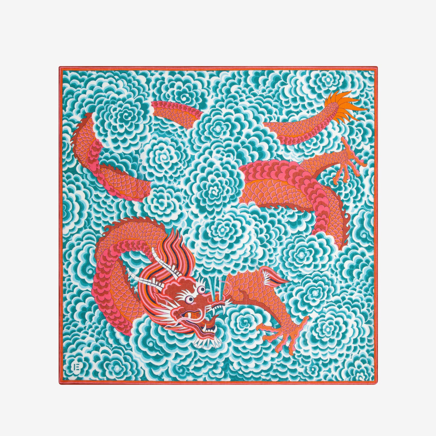 Foulard quadrato 130 - Dragon - Blu Turchese