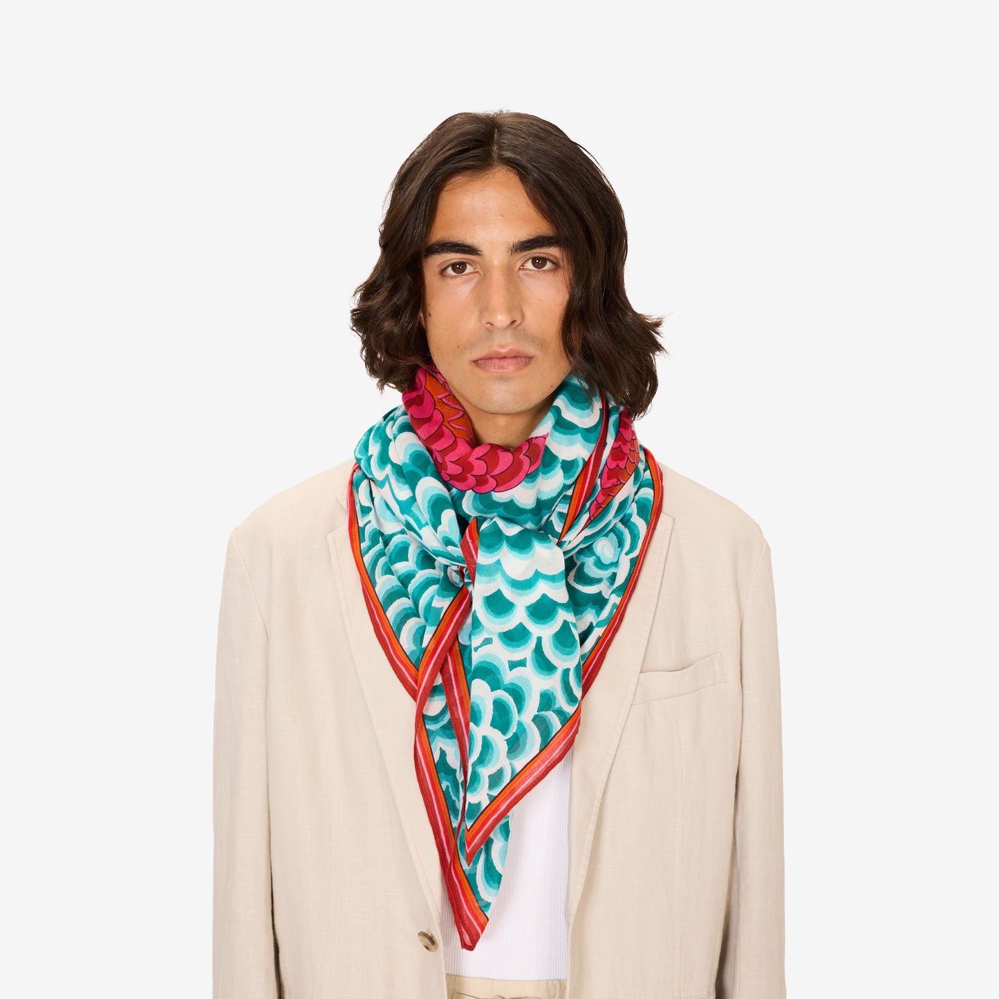 Foulard quadrato 130 - Dragon - Blu Turchese