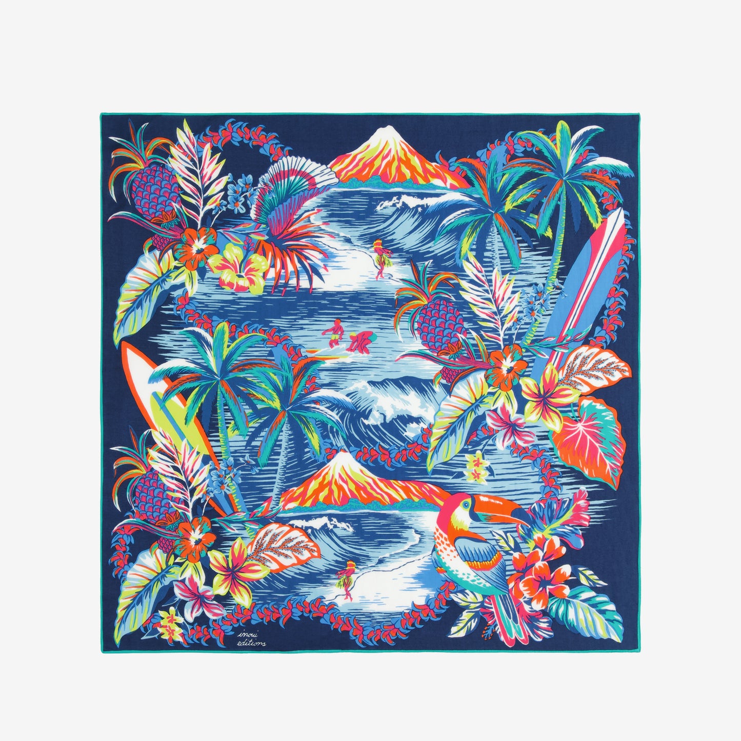 Foulard quadrato 65 - Hawai - Blu