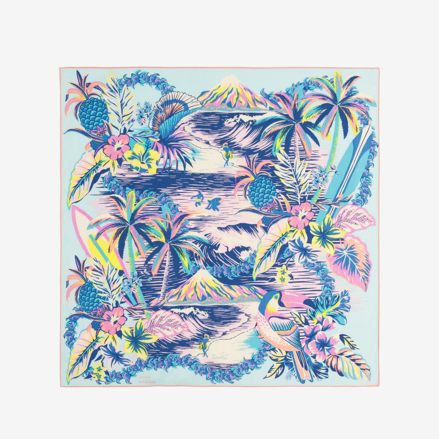 Foulard quadrato 65 - Hawai - Blu Turchese