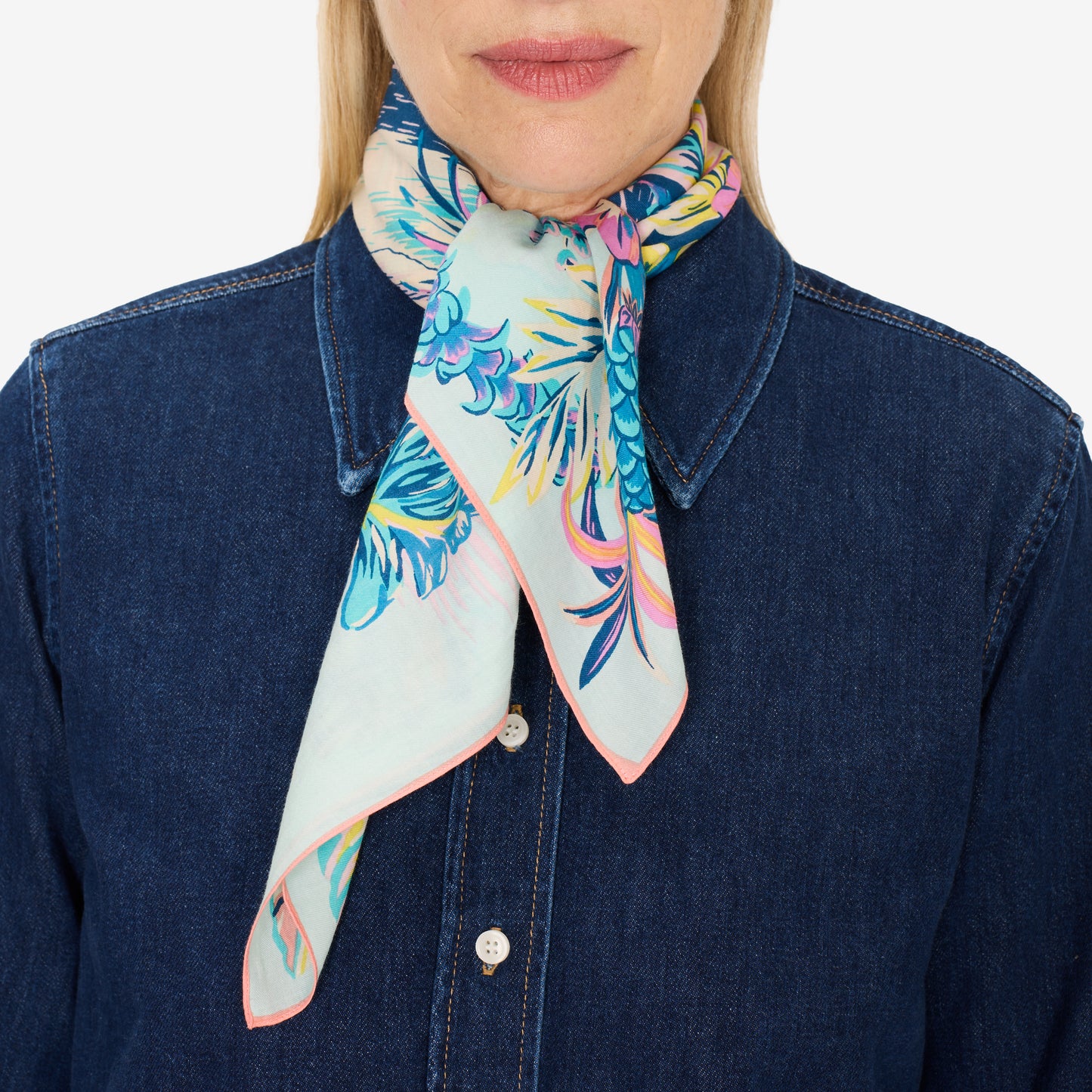 Foulard quadrato 65 - Hawai - Blu Turchese