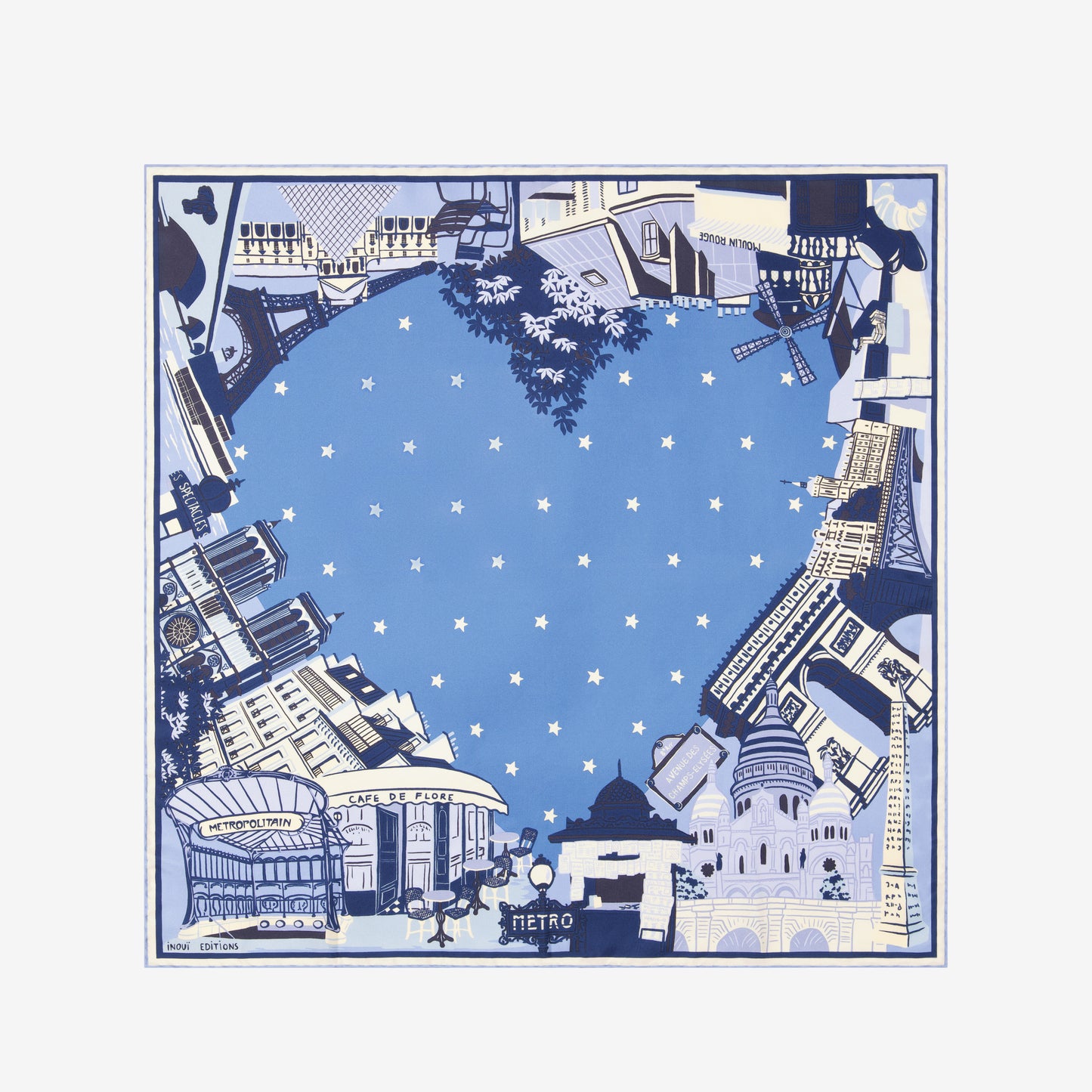Foulard quadrato 70 - J'Aime Paris - Blu