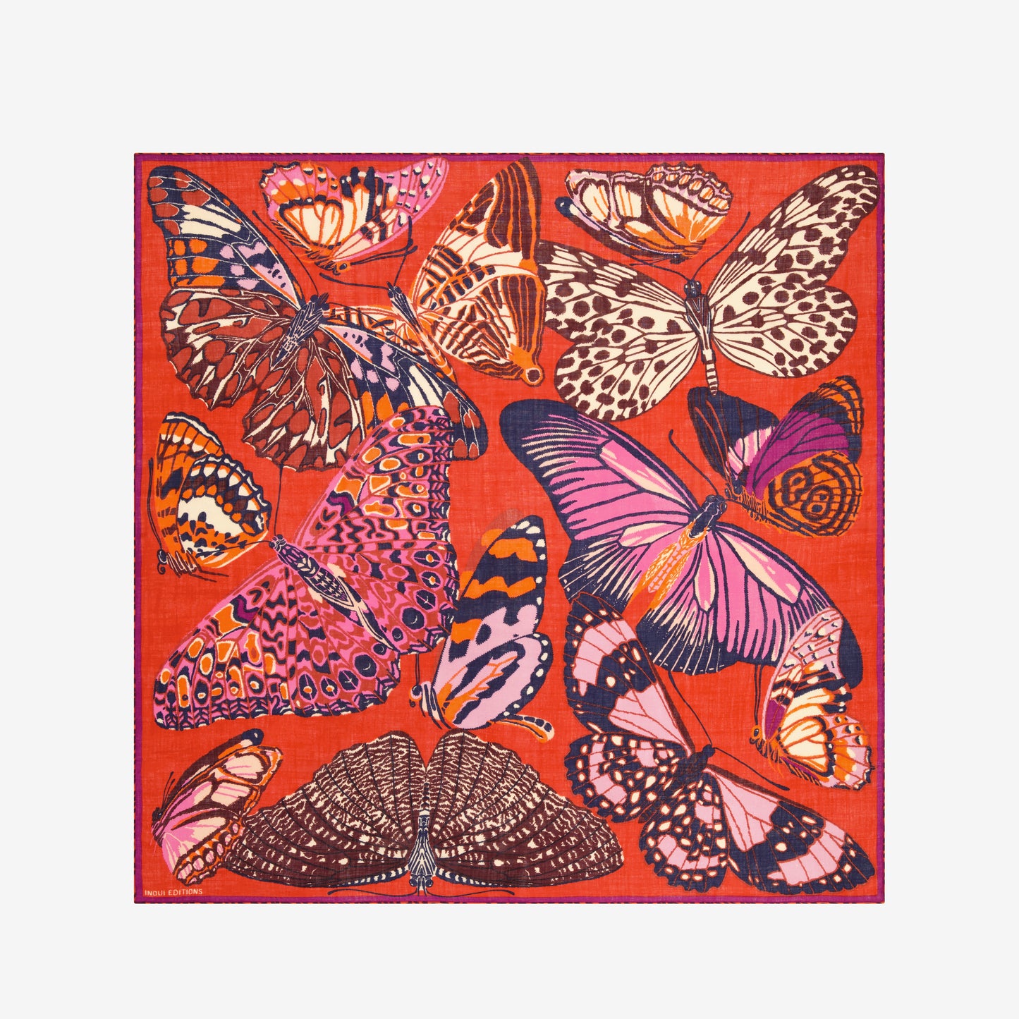 Quadrato 130 - Papillons - Rosso