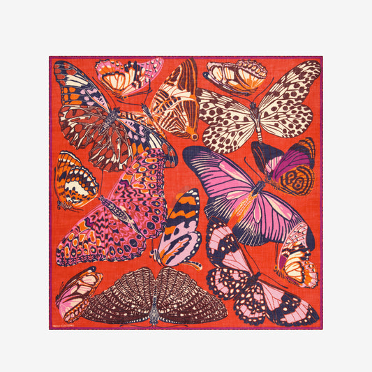 Pañuelo 130 - Papillons - Rojo