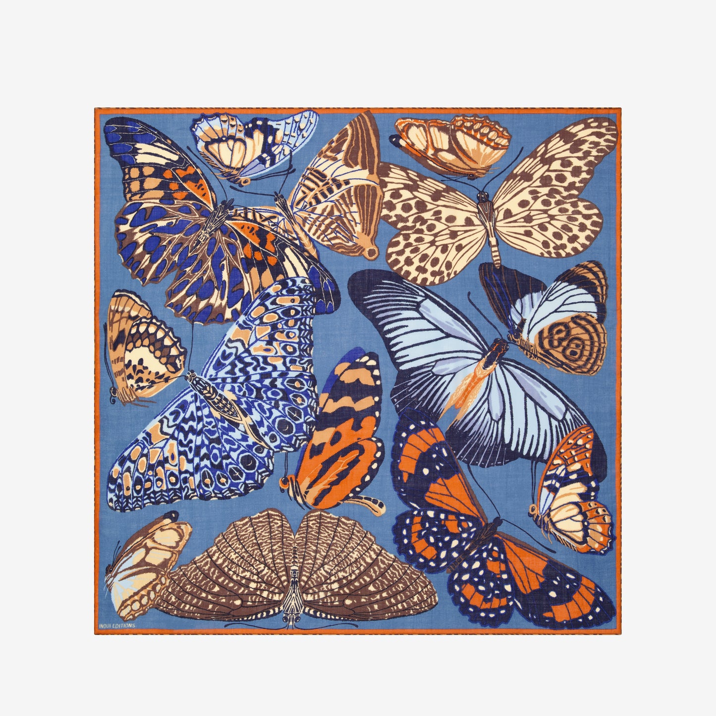 Quadratisches 130 - Papillons - Entenblau