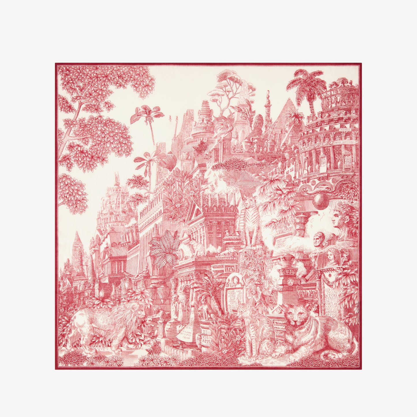Kaschmir Quadratisches 130 - Piranesi - Rot