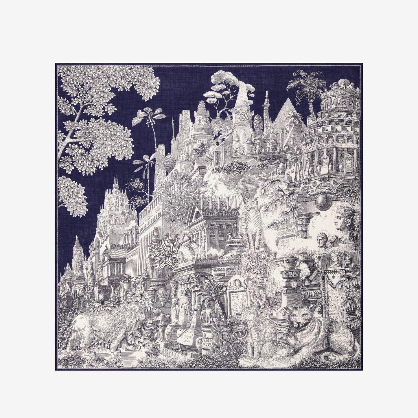 Quadrato di Cachemire 130 - Piranesi - Blu Scuro