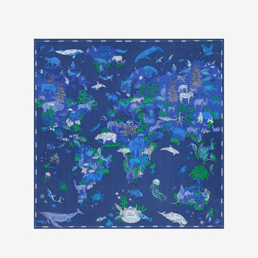 Quadratisches Tuch 130 - Atlas - Blau