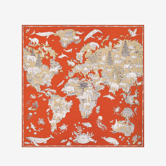 Quadratisches Tuch 130 - Atlas - Orange
