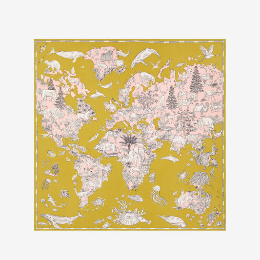 Quadratisches Tuch 130 - Atlas - Gelb