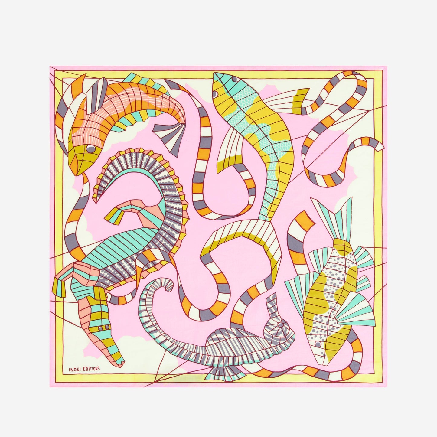 Quadratisches Tuch 65 - Cerfs Volants - Rosa