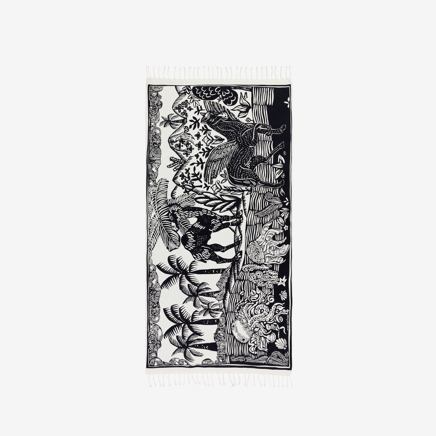 Fouta Handtuch 100 - Dromadaire et Poulpe - Schwarz