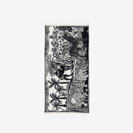 Fouta Towel 100 - Dromadaire et Poulpe - Black