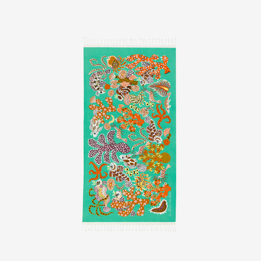 Fouta Towel 100 - Jardin de sirènes / Dom Robert - Turquoise Blue