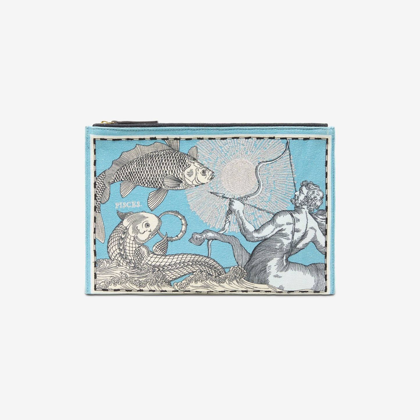Embroidered Pouch - Astro Pisces - Blue