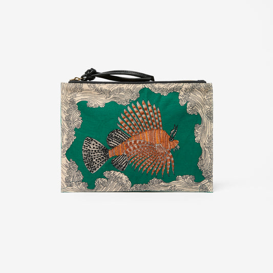 Embroidered Pouch - Poseidon - Green